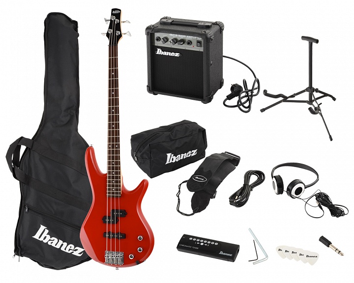 Фото Набор начинающего бас-гитариста IBANEZ IJSR190U BASS JUMPSTART RED