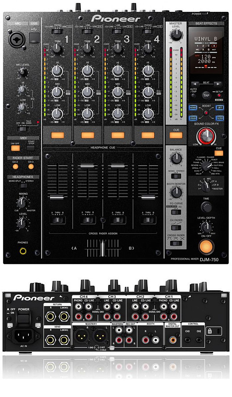 Фото PIONEER DJM-750-K 4-х канальный микшерный пульт