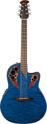 OVATION CE44P-8TQ Celebrity Elite Plus Mid Cutaway Trans Blue Quilt Maple